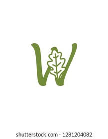 Letter W With Oak Leaf Logo Icon 001