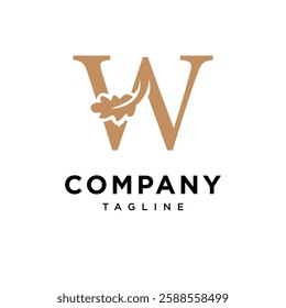 Letter W Oak Leaf Logo Icon Vector
