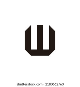 Letra octogono W, símbolo geométrico cuadrado vector de logotipo simple