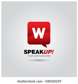 Letter W on bubble talk as an integrated communication. Design Template for the company and campaign activities