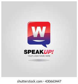 Letter W on bubble talk icon as an integrated communication. Design Template for the business and campaign activities