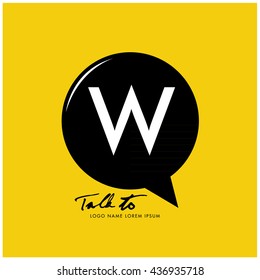 Letter W on bubble talk icon as an integrated communication. Design Template for the communication, commercial, technology, and campaign activities