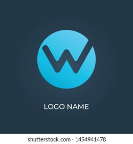 Letter "W" on circle logo isolated. Alphabet vector