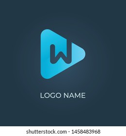 Letter W on triangle logo isolated. Alphabet vector image