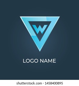 Letter W on triangle square logo isolated. Alphabet vector image