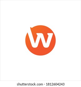La letra W con un extremo sobresaliendo sobre un fondo redondo, diseño del logotipo vectorial.