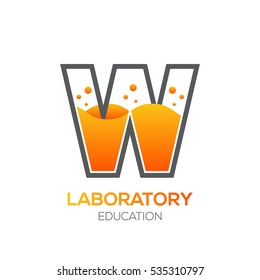 Letter W Orange color,Science education,Laboratory,Chemical Logotype