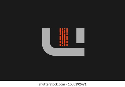 letter W orange grey dots alphabet for company logo. Suitable as logotype icon for a business