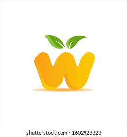 Letter W orange logo design. lemon logo vector. fresh fruit logo design