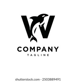 Letter W Orca Logo icon vector