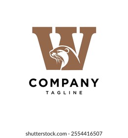 Letter W Otter Logo Icon Vector