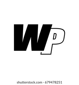 letter W and P logo overlapping black negative