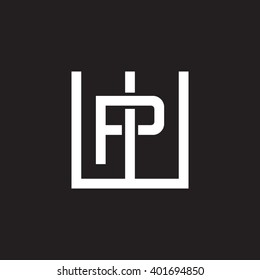 letter W and P monogram square shape logo white black background