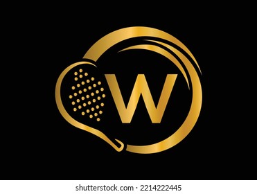 Letter W Padel Racket Logo Design Vector Template. Beach Table Tennis Club Symbol. business, and company identity