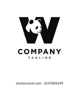 Letra W Panda Vector de icono de logotipo