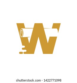 letter w and paper rolls become unique logos