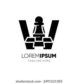 Letter W Pawn Chess Logo Design Vector Icon Graphic Emblem Symbol Illustration
