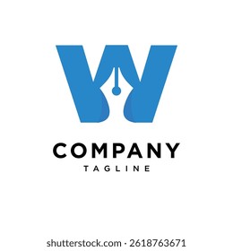 Letter W Pen Writing Logo Icon Vector