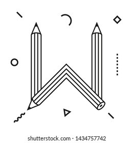 Letter W - Pencil Alphabet for children and school