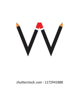 letter w pencil design logo vector