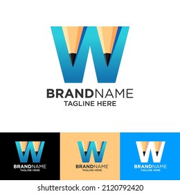 Letter W Pencil Logo Design Template Inspiration, Vector Illustration.