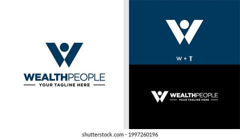 LETTER W AND PEOPLE LOGO WEALTH SIMPLE EDITABLE