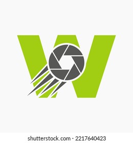 Letter W Photography Logo Camera Lens Concept. Photography Camera Symbol Vector Template