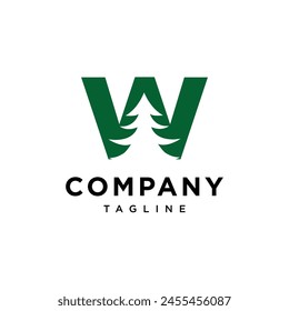 
Letter W Pine Logo icon vector template.eps