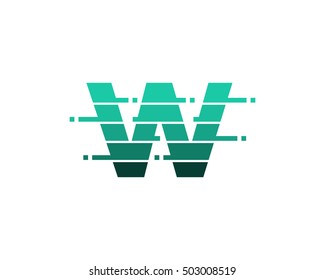 Letter W Pixel Cut Logo Design Template