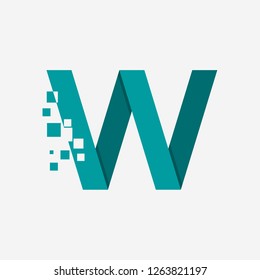 Letter w pixel logo design vector icon symbol template