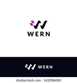 letter w pixel logo design template. Make from line and use different colors. Good for company, business, technology.