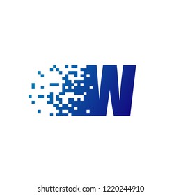 Letter W Pixel Logo, Fast Moving W Logo