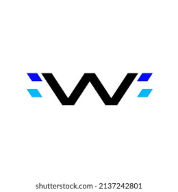 diseño de logotipo de tecnología abstracto moderno de letra w píxel