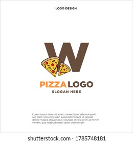 Letter W pizza logo design concept, isolated on white background.