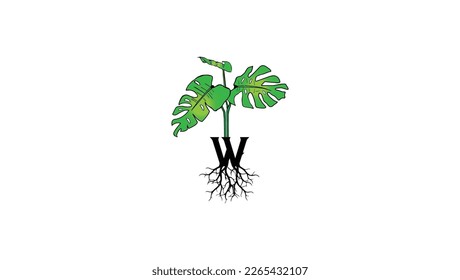 Letter W Plant Tree Logo Design