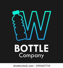 Letter w with plastic bottle logo template illustration