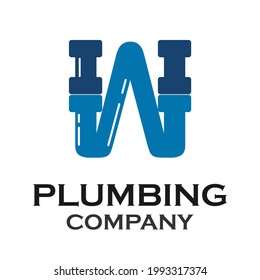 Letter w with plumbing logo template illustration