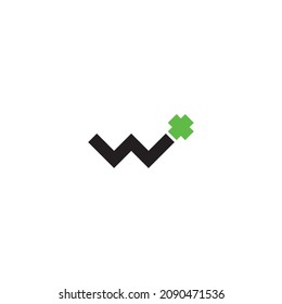 letter W plus simple symbol logo vector