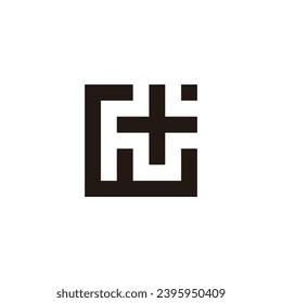 Letter W plus, square geometric symbol simple logo vector