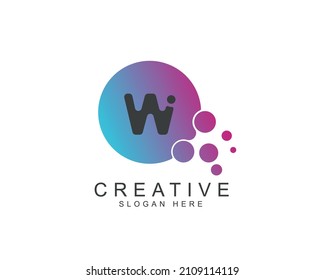 Letter W Point Logo Design with Blue Purple. Illustration of Colorful Alphabet Vector Letters.