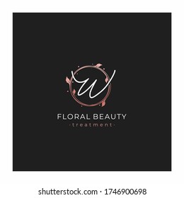 Letter W Premium Vector of Round Floral Frame Element