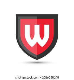 Letter W Protect Shield Logo Icon Template. Vector Emblem. Abstract symbol of security.