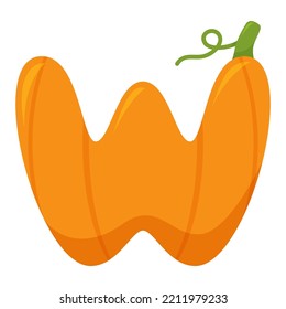 Letter W Pumpkin, vector illustration