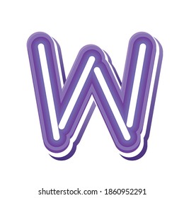 letter W in purple neon font vector illustration design