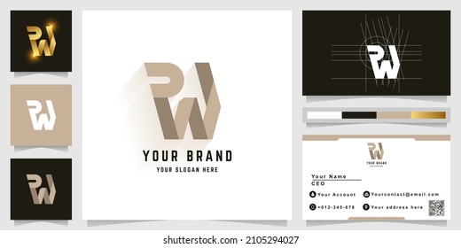 Letter W or PW monogram logo with business card design