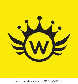 Logo de la carta W Queen Diseño vector temp corona logo Elegante monograma oro para regalías,
 tarjeta de visita, Boutique, Hotel, Jewelry

