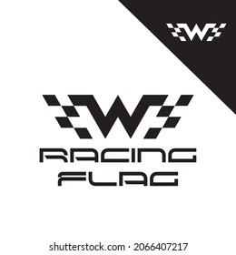 Letter W racing flag logo