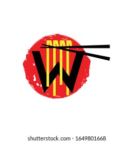 Letter W Ramen Noodle Restaurant Logo Design.