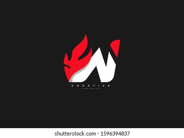 Letter W Red Stylish Flame Logotype Design