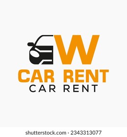 Letter W Rent Car Logo Design Template. Automotive Car Logo Symbol